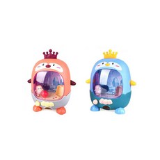 手指按壓彈射玩具 (足球企鵝／籃球小雞) 手指足球 手指籃球 掌上遊戲, 1個, 足球企鵝※顏色隨機