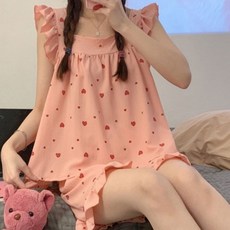 나시 프릴 파자마 반바지 세트 여름 잠옷 홈웨어