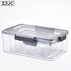 Z3JC 保鮮盒食品級冰箱專用收納盒冷凍帶蓋密封盒樂扣盒吧唧收納盒, 1個, 黑色-四件套(小號+中號+大號+特大號):如圖