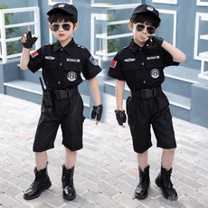 兒童特警衣服警察服男童軍裝套裝，幼兒園角色扮演表演服裝，多種尺寸可選
