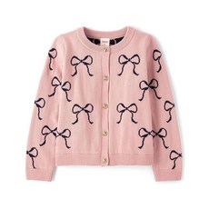 Gymboree 여아 및 유아용 긴소매 가디건 버튼업 스웨터 퍼지 핑크 리본 4세 139822