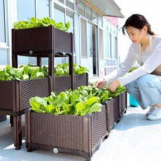 폴라도레 사각 플라스틱 대형 화분 베란다 텃밭 채소키우기 플랜트박스, 1개, 브라운
