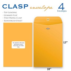 [ 미국 BAZIC ] 고급 클립 잠금 서류봉투 보안 선물용 봉투, 1팩, 526(A4대250x330mm) 4매입