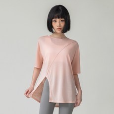 쿨쉐어 여성용 오버핏 옆트임 커버업 요가 필라테스 반팔 티셔츠 운동복