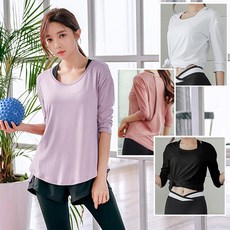 BODYAIR 寬版挖背紗罩衫七分袖上衣(瑜珈.慢跑.運動.健身.透氣.舞蹈.運動服)