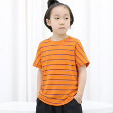 아이크레용 아동용 컬러풀 스트라이프 반팔 티셔츠