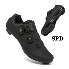 전문 남성 사이클링 신발 간단한 통기성 잠금 없는 자전거 MTB 숙녀 SPD 산악 레이싱 오프로드 신제품, 41, 05 Black SPD, 1개