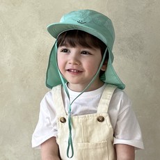 ECLL 유아 방수 물놀이 모자 자외선 차단 메쉬 플랩캡