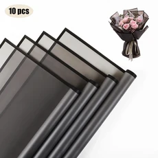 황금색 가장자리가 있는 꽃 포장지 10장 방수 DIY 결혼식 및 생일에 이상적, 01 빠른, 02 03 T black 10psc