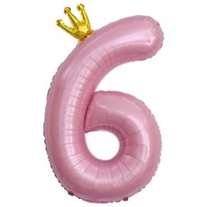이벤트홀릭 초대형 왕관 숫자은박풍선, 핑크 6