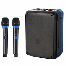 無線喇叭 雙手持麥克風 行動KTV, 黑色, R36303