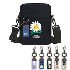 언즈 스마일 네임택 미니 휴대폰 힙색 슬링백 어린이 성인 공용 핸드폰 가방, 블루, 1개