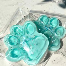 亮燈貓爪捏捏樂 解壓玩具 超軟泥感食玩 減壓玩具, 15*15巨大光面海鹽貓爪【pvc袋9, 1個