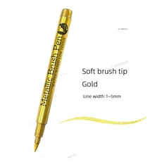 13Pcs 브러시 금속 마커 펜 골드 실버 구리 영구 아트 페인트 공예 Scrapbooking 패브릭 용품, Brush Gold 1Pcs