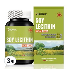 오로니아 캐나다 대두레시틴 콩레시틴 분말 가루 영양제 캡슐 non gmo 인지질 콜레스테롤개선 포스파티딜콜린, 90캡슐, 90정, 3개