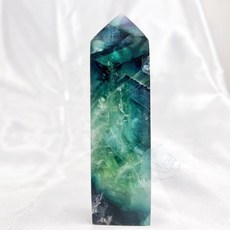 мσσи_нασ ᙏ̤̫͚ 螢石柱 羽毛體 方塊體 藍綠漸層 帶彩虹光 獨特礦缺擺飾, 1個