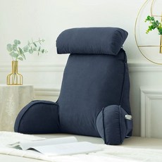 등받이 독서쿠션 침대 쿠션 허리 받침대 팔걸이 쇼파, E. 포시즌스 슈퍼 소프트 벨벳  블루, B. 핸드 레, 1개