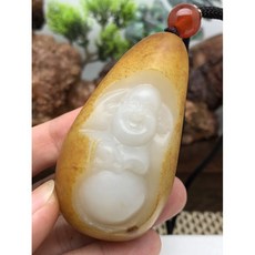 和闐籽料黃皮白肉大肚彌勒佛獨籽102g, 1個