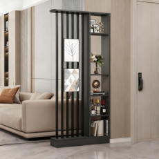 YAPOGI 모던 원목 거실 현관 파티션 공간분리 파티션 사무실 거실 파티션, 그레이+블랙