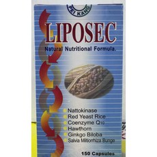 LIPOSEC 美國進口立舒健膠囊 紅麴納豆輔酶Q10 Ginkgo Hawthorn 150粒, 1個, 150顆