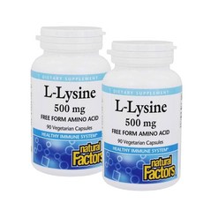 내추럴팩터스 L-라이신 500mg 캡슐 Natural Factors L-Lysine, 2개, 90정