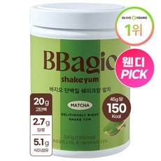 바지오 단백질 쉐이크얌 대용량 말차 녹차초코/찐녹차맛/유기농제주녹차/미국산프리미엄쉐이크, 1개, 540g