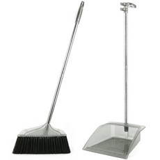 투데이리빙 빗자루 + 쓰레받기 세트 실내 현관 신발장 한손 청소 도구 미용실 사무실 바닥 걸이식 틈새 수납 브러시, 그레이, 1개