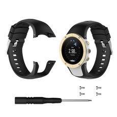 矽膠錶帶 適用 Suunto Spartan Trainer Wrist HR 替換腕帶, 黑色, 1個
