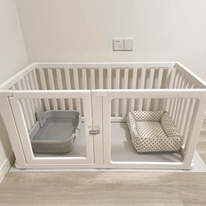 반려견 울타리 실내 보호 난간 소형 중형견용 빌라 주택 설치형 안전 케이지, 1개, 높이 60 큰 조각 9개 투명문 1개