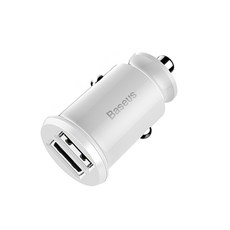 Baseus 倍思 小米粒 3A 充電器車充 車用 雙USB 快充 車載充電器 USB, 小米粒3A雙U智能車充(白色)