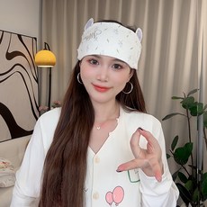 DFMEI 可愛月子帽子純棉A類髮帶孕產婦頭巾透氣坐月子防風帽保護額頭