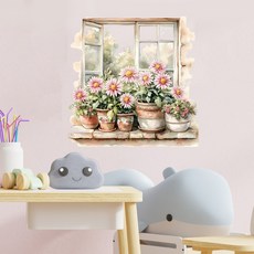셀렛 인테리어 감성 포인트 스티커, 11. 창문 그리고 꽃과 화분