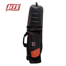 LITE 高爾夫球桿旅行袋，附滑輪，耐磨材質，多收納空間，輕巧便攜, 黑橘, 1個