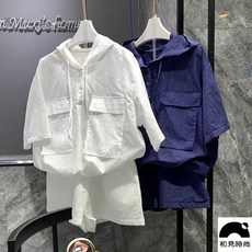 初見 大尺碼休閒短袖上衣, 藍色短褲 沒有上衣,3XL 建議135-150斤