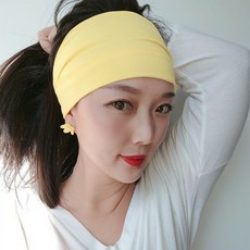 韓國頭飾ins休閒純色寬版髮帶運動洗臉束髮帶髮箍女, 1個, 黃色