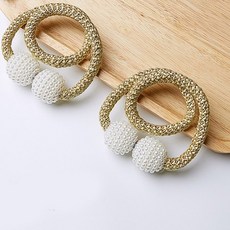 알럽홈 진주알 자석 커튼 타이백 49cm, 골드, 2개