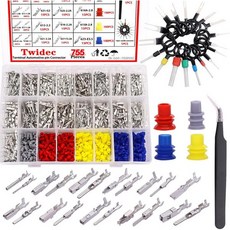 Twideec535Pcs 자동차 전선 단자 핀 커넥터 키트 11.51.82.22.83.5mm 26형 남녀 커넥터 핀 단자 자동 전기 커넥터 비절연 플러그 제거 크림프 핀, 755PCS | Without Crimper Tool