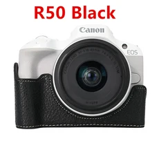캐논 EOS R50V 200D 파워샷 V1 SX70HS 하단 배터리 개폐 커버용 카메라 케이스 PU 가죽, 블랙