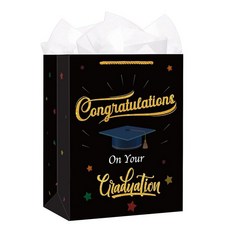 D24TIME 졸업 선물 가방 2025년 클래스 소형 손잡이 2개 팩 파티 포장 졸업생 그를 위한 여아 남아 고등학교 대학 용품, 6-6 Graduation