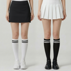 더간다 1+1 스포츠 여성니삭스 골프양말 중목 무릎 삭스 통기성 흡습성 사계절 오버니삭스 2개, 혼합, 1세트, 숏 블랙+화이트