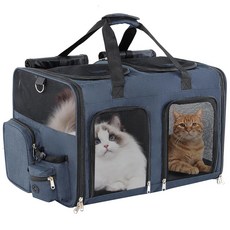 고양이 2마리를 30 대형 수용 TOYSBOOM 소형 캐리어 접이식 40파운드 중형견 20마리 있는 여행용 칸막이가 가능 캐리어 위한 2마리 캐빈 분리형 그린에 멀티 듀얼, Blue
