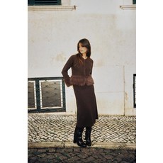 ZARA 자라 퍼 콤비 니트 재킷 - 브라운[5755120700]