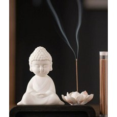 부처님 연꽃 목걸이 석가모니 인센스 초 향초 부처연꽃향꽂이 선정된 여래, 차분한 마음 여래