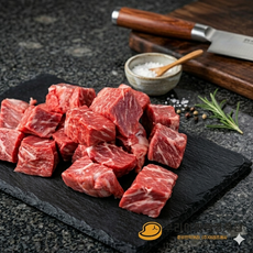 [우리아파트정육점] 부채살 큐브 스테이크 1kg (냉동), 1개