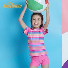 Heatwave熱浪 可愛條紋平口褲 女童兩截式游泳衣