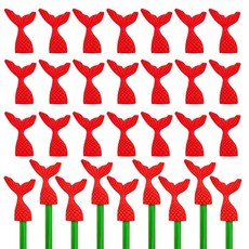 LanMa 30팩 연필 지우개 토퍼 귀여운 인어 꼬리 탑 캡 지우개 어린이 교실 상품 게임 보상 부활절 달걀 필러 개학 용품 선물 가방 스터퍼 파티 111654, LanMa 30팩 연필 지우개 토퍼, 귀여운 인어 꼬리