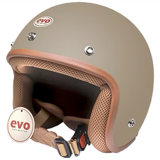 捷寶騎士部品 EVO 復古簡約系列 咖啡老味膠邊設計 3/4 安全帽, 消光可可焦糖, 9個