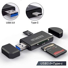 범용 3 in 1 스마트 메모리 카드 리더 C타입 마이크로 USB to SD TF OTG 어댑터 아이패드 호환 PC용, [02] C 타입 USB 3.0 Black, 01 타입 C USB 3.0