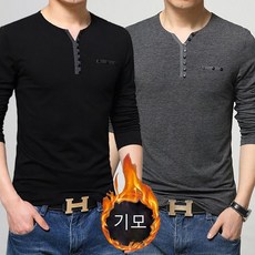 MOSAIRATION 남성 기모 도톰한 브이넥 슬림한 핏 빅사이즈 긴팔 티셔츠 D00111714