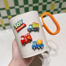 兒童可愛卡通刷牙杯洗漱套裝，寶寶家用漱口杯，男孩女孩牙缸口杯, 白色-工程車組, 1個